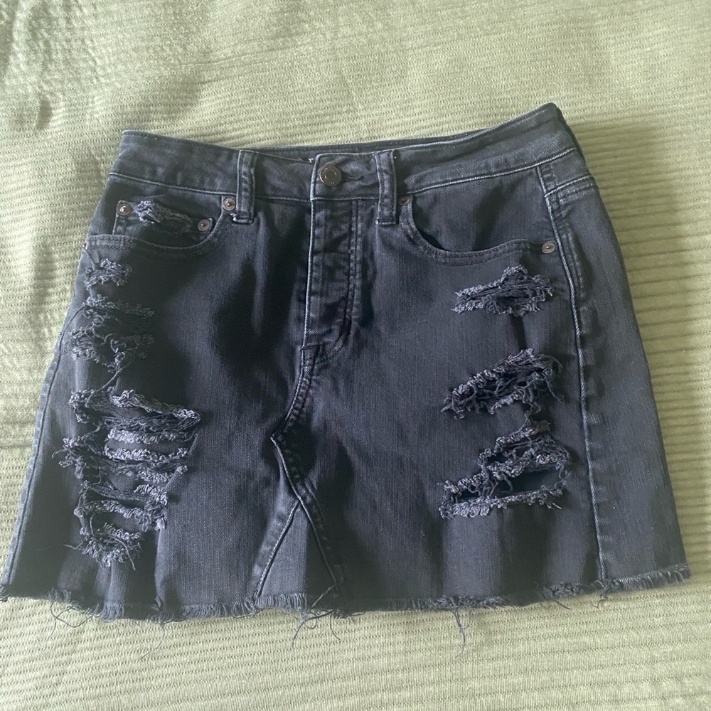 Black American eagle jean mini skirt